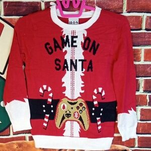 🎁 HIS Red 'Game On Santa' Kids Christmas Sweater